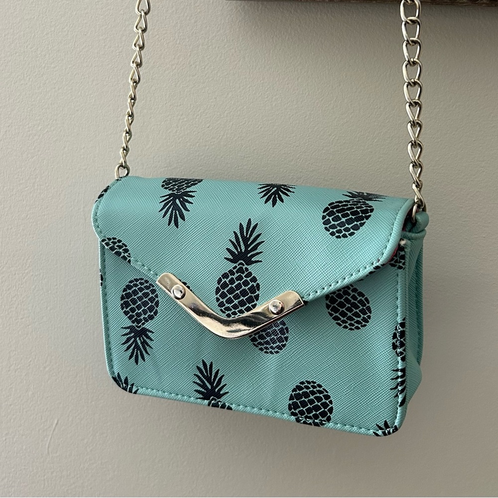 Deb & Dave pineapple designer purse crossbody handbag chain strap